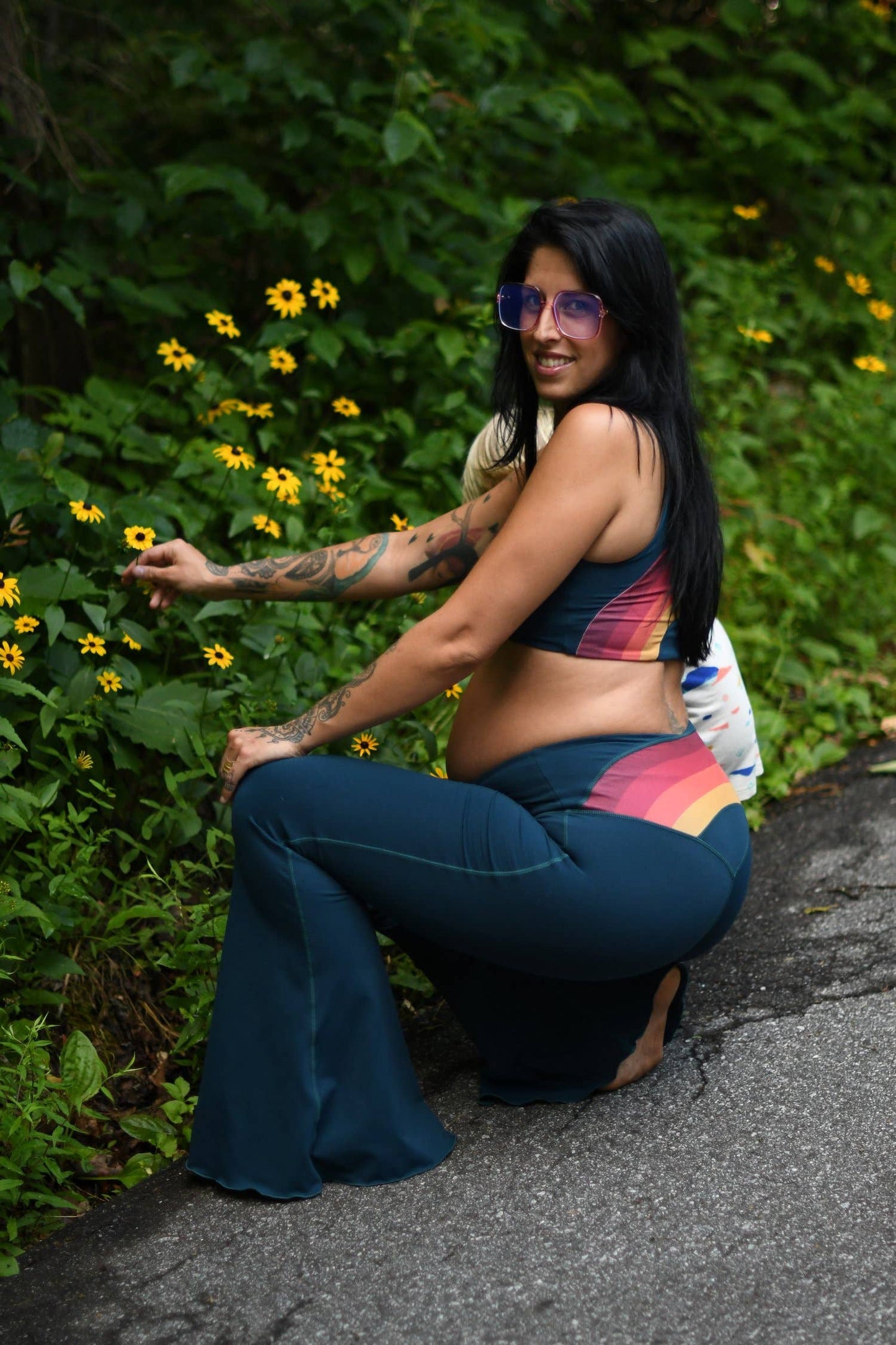 Retro Rainbow High Rise Bell Bottom Pants