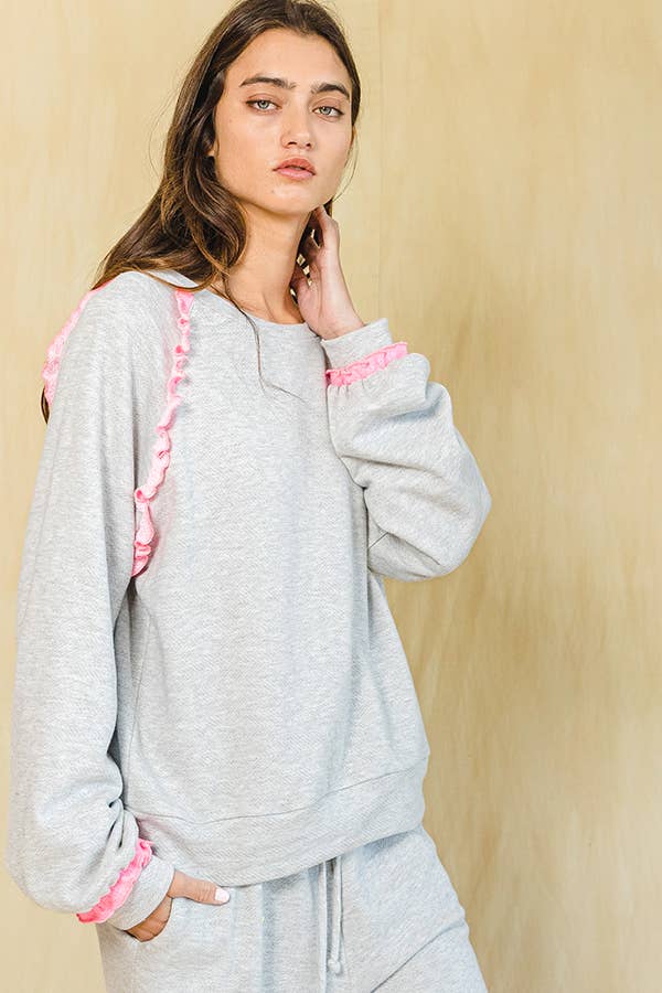 Ruffle Frill Marrow Detail Sweatshirt