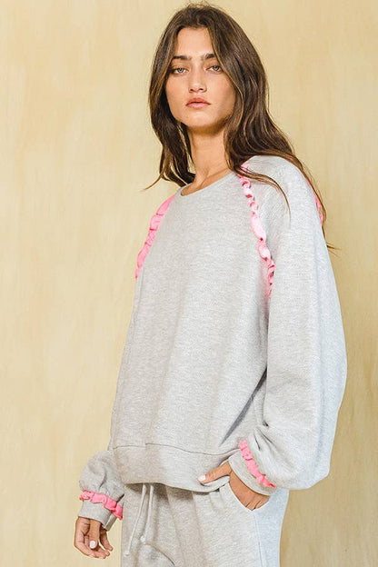 Ruffle Frill Marrow Detail Sweatshirt