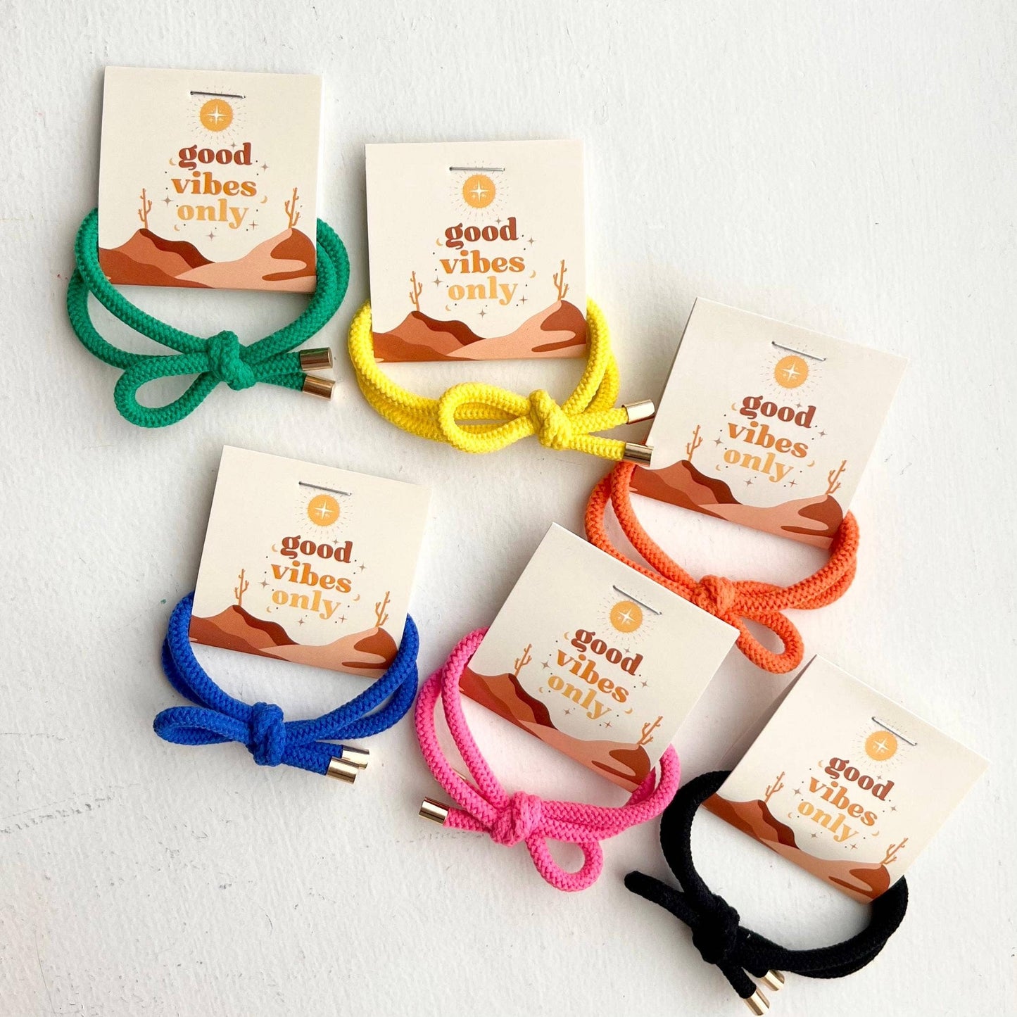 "Good Vibes" Boho Shoelace Elastic Hair Tie