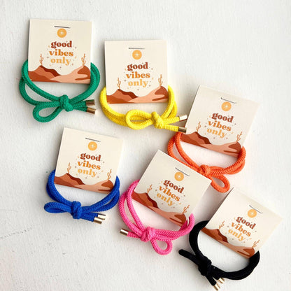 "Good Vibes" Boho Shoelace Elastic Hair Tie