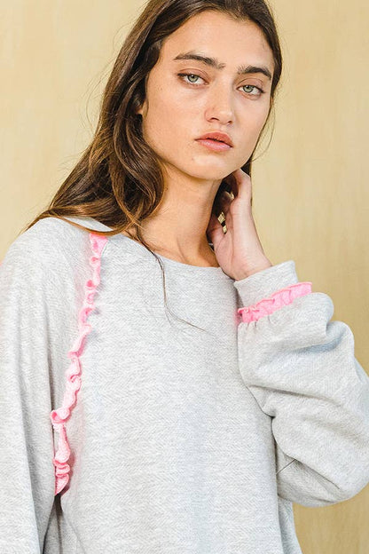 Ruffle Frill Marrow Detail Sweatshirt